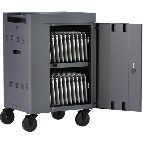 Bretford CUBE Cart Mini - 2 Shelf - Push/Pull Handle - 4 Casters - Steel - 24" Width x 21" Depth x 37.5" Height - Tangerine - For 20 (Fleet Network)