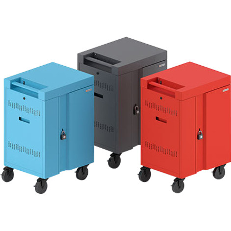 Bretford TVCM20PAC-270TAG CUBE Cart Mini - 2-Shelf Charging Cart for 20 Devices - Tangerine Steel with Push/Pull Handle & 4 Casters