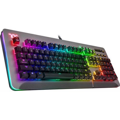 Tt eSPORTS Level 20 RGB Titanium Gaming Keyboard (Blue Switch) - Cable Connectivity - USB Interface - Volume Control, Skip, Play, Mute (Fleet Network)