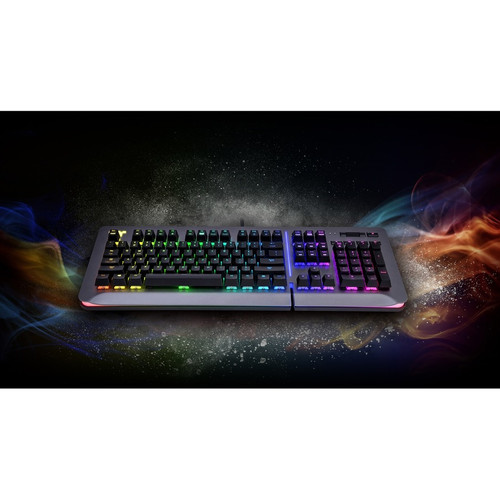 Tt eSPORTS Level 20 RGB Titanium Gaming Keyboard Blue Switch With USB Cable Connectivity And Media Controls KB-LVT-BLSRUS-01