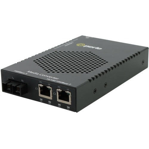 Perle S-1110DHP-SC10-XT Transceiver/Media Converter - 2 x Network (RJ-45) - 1 x SC Ports - DuplexSC Port - Single-mode - 0.05 mil (0 - (Fleet Network)