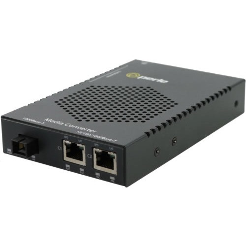 Perle S-1110DHP-SC40D Transceiver/Media Converter - 2 x Network (RJ-45) - 1 x SC Ports - SimplexSC Port - Single-mode - 0.05 mil (0 (0 (Fleet Network)