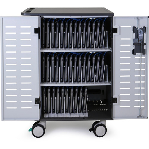 Ergotron DM40-2008-1 Zip40 Charging and Management Cart - 3-Shelf Steel Mobile Cart - 255 lb Capacity - 40-Device Support - 4 Locking Casters
