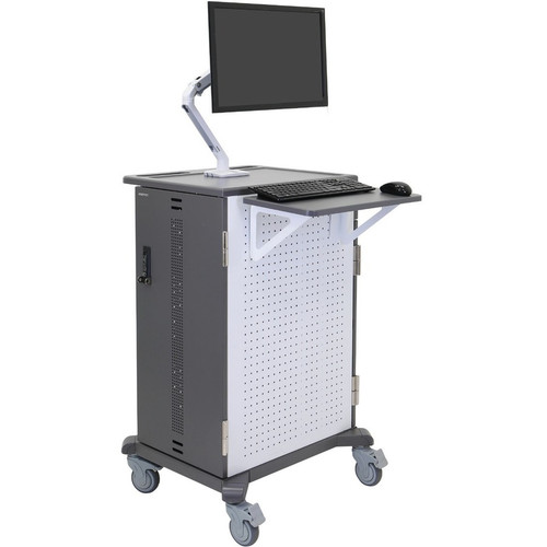 Ergotron YES36-CHR-1 Adjusta Charging Cart & Mobile Makerspace - 36 Device Capacity - 60 lb Load - 4 Casters - Gray/White