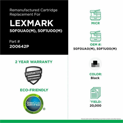 Compatible CIG 200642P Remanufactured Ultra High Yield MICR Toner Cartridge - Black - 20000 Pages - with Lexmark MS510/MS610 Series