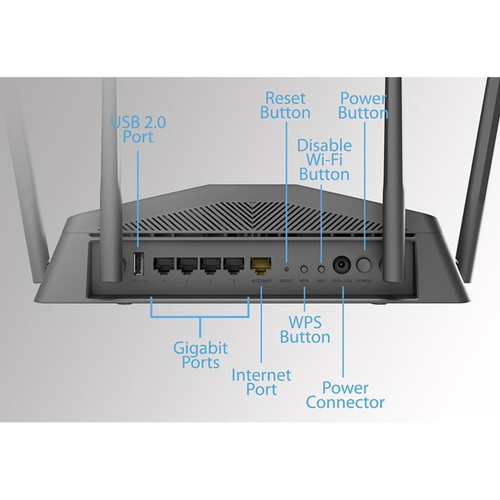 D-Link DIR-2640 Smart AC2600 High Power Wi-Fi 5 Gigabit Mesh Router - Dual-Band 2. 4/5 GHz - 4 External Antennas - 325 MB/s - Desktop