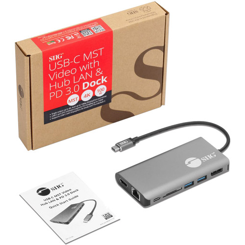SIIG USB-C MST Video Docking With Hub LAN And PD 3.0 For Notebook Desktop Versatile Notebook/Desktop Ports Type USB PC C W X JU-DK0F11-S1