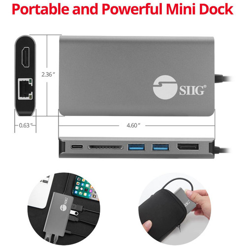 SIIG USB-C MST Video Docking With Hub LAN And PD 3.0 For Notebook Desktop Versatile Notebook/Desktop Ports Type USB PC C W X JU-DK0F11-S1