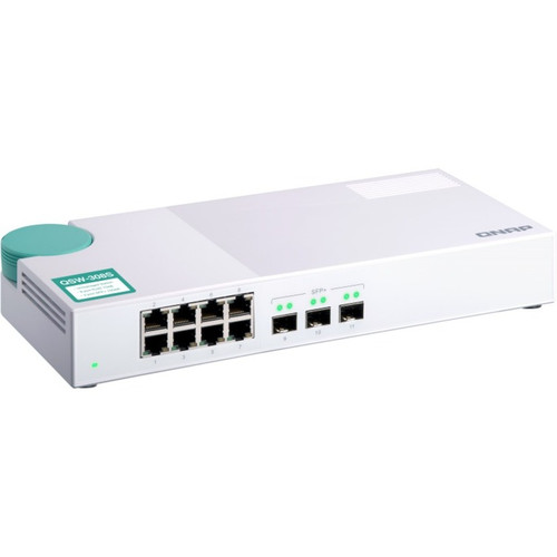 QNAP QSW-308S-US Ethernet Switch - 8-Port Gigabit + 3 SFP+ Uplinks - Layer 2 Unmanaged - Desktop Form Factor