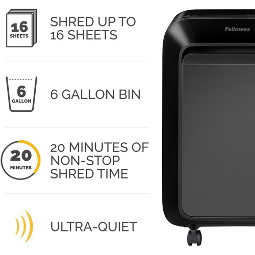 Fellowes 5015201 Powershred LX210 Micro Cut Shredder - 16 Sheets Per Pass - P-4 Security - 20 Minute Run Time - Black