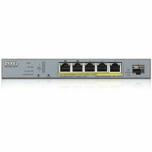 ZyXEL GS1350-6HP 5-Port Gigabit Smart Managed PoE+ Switch with 60W Budget - 1 SFP Slot & Wall Mount