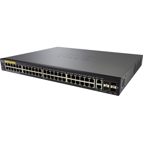 Cisco SF350-48P-K9-BR 50-Port Managed Gigabit PoE+ Switch - 48 Fast Ethernet PoE+ - 4 SFP Slots - Layer 3382W PoE Budget - Rack-Mountable
