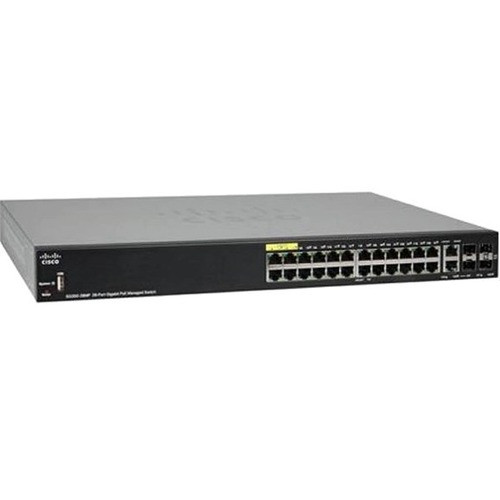 Cisco SG350-28MP 28-Port Gigabit PoE Managed Switch - 24 Ports - Manageable - Gigabit Ethernet - 1000Base-T, 1000Base-X - 2 Layer - - (Fleet Network)