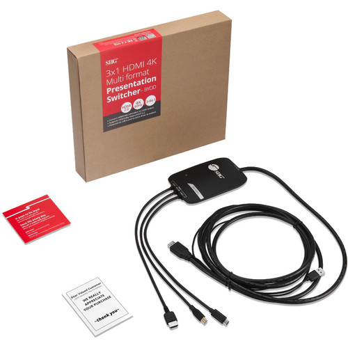SIIG HDMI 4K Multi Format Presentation Switcher For BYOD With Output Notebook Display Tablet Out X CE-H25Q11-S1
