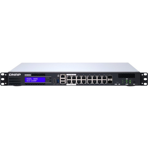 QNAP QGD-1600P-4G Ethernet Switch - 16 Ports - Manageable - 3 Layer Supported - Modular - 2 SFP Slots - Optical Fiber, Twisted Pair - (Fleet Network)