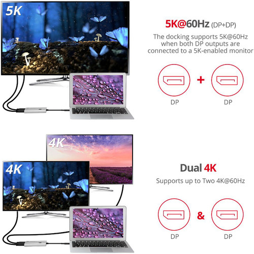 SIIG Thunderbolt 3 To Dual DisplayPort 1.2 Adapter For Mac And PC External DP JU-TB0611-S1