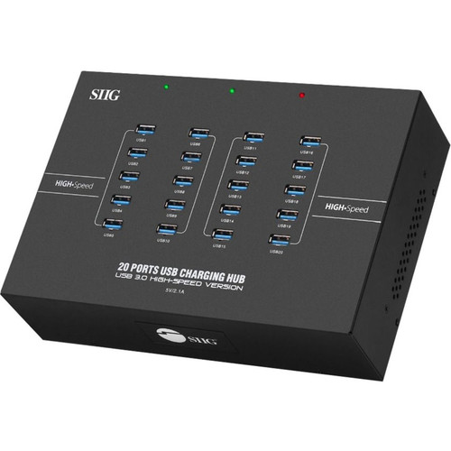 SIIG 20-Port Industrial USB 3.0 Hub with Charging - USB Type B - External - 20 USB Port(s) - 20 USB 3.0 Port(s) - Mac, PC (Fleet Network)