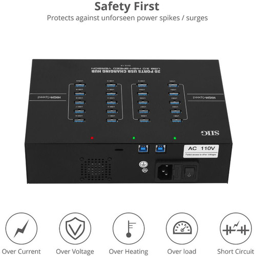 SIIG Industrial 20 Port USB 3.0 Charging Hub External Type B For Mac And PC With S ID-US0611-S1