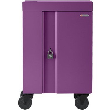 Bretford CUBE Cart Mini Charging Cart - 4 Casters - 5" (127 mm) Caster Size - Steel - 24" Width x 21" Depth x 37.5" Height - Orchid - (Fleet Network)