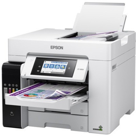 Epson ET-5850 Inkjet Multifunction Printer-Color-Copier/Fax/Scanner-4800x1200 dpi Print-Automatic Duplex Print-66000 Pages-550 sheets (C11CJ29201)