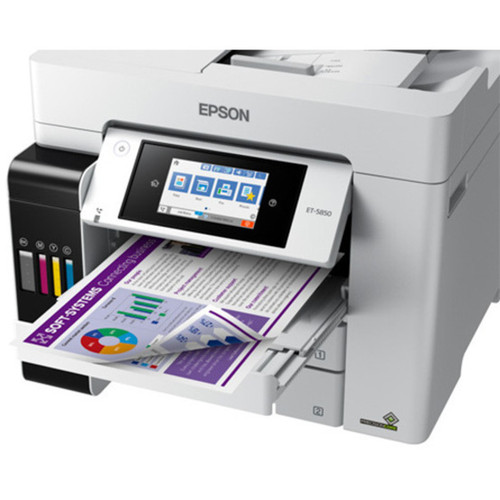 Epson ET-5850 Inkjet Multifunction Printer-Color-Copier/Fax/Scanner-4800x1200 dpi Print-Automatic Duplex Print-66000 Pages-550 sheets (C11CJ29201)