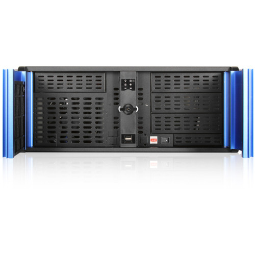 iStarUSA D Storm Rackmount Server Chassis With Blue SEA Bezel HDD SSD Converter Compatible SECC Aluminum Alloy Front Panel D-400SEA-BL-HDD2535