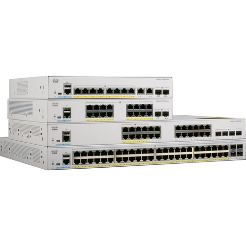 Cisco C1000-16P-2G-L Catalyst C1000-16P 16-Port Managed PoE+ Gigabit Ethernet Switch - 2 SFP Slots - Layer 2 - Rack-Mountable