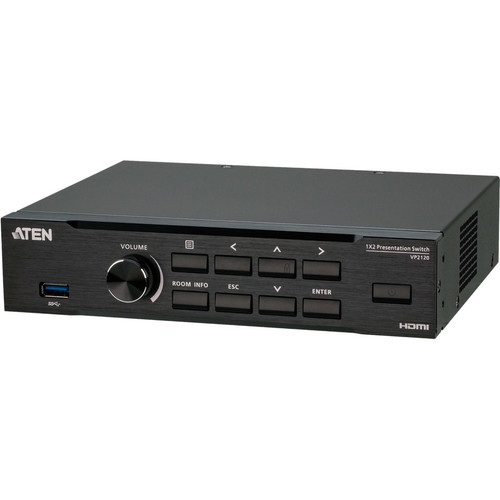 ATEN Seamless Presentation Switch with Quad View Multistreaming - 1920 x 1080 - Twisted Pair - 1 x 2 - Display, Tablet, Notebook, - 2 (Fleet Network)