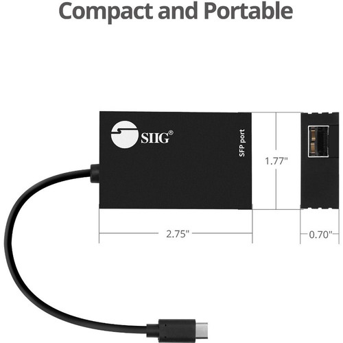 SIIG USB-C Portable SFP Gigabit Ethernet Adapter USB Type C Single Port LX Optical Fiber To S JU-NE0C11-S1