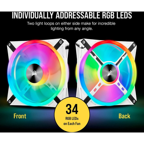 Corsair iCUE QL140 RGB White PWM Dual Fan Kit With Lighting Node CORE Diameter Maximum Pack Mm CO-9050106-WW