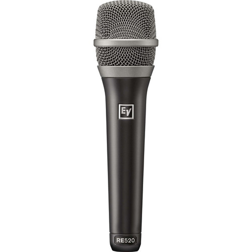 Electro-Voice RE520 Wired Condenser Microphone - Black Polyurethane Paint - 40 Hz to 20 kHz - 200 Ohm - Super-cardioid - Shock Mount, (Fleet Network)