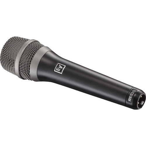 Electro-Voice RE520 Wired Condenser Microphone - Black Polyurethane Paint - 40 Hz to 20 kHz - 200 Ohm - Super-cardioid - Shock Mount, (RE520)