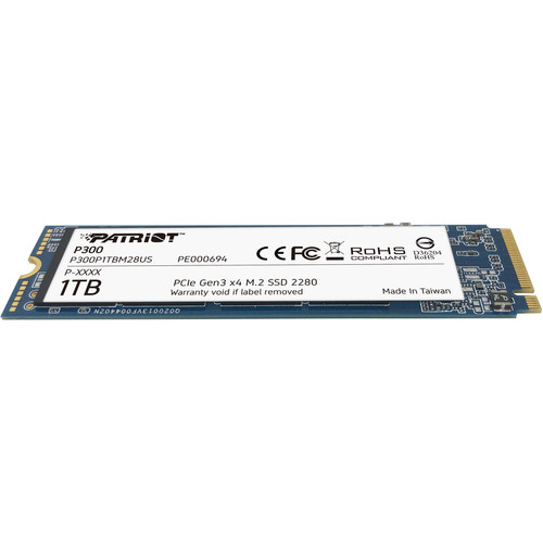 Patriot Memory P300 1 TB Solid State Drive - M.2 2280 Internal - PCI Express NVMe (PCI Express NVMe 3.0 x4) - Desktop PC, Notebook - - (P300P1TBM28US)