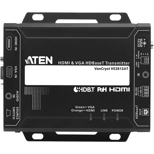 ATEN HDMI & VGA HDBaseT Transmitter with POH (4K@100m) (HDBaseT Class A) - 2 Input Device - 492.13 ft (150000 mm) Range - 1 x Network (VE2812AT)