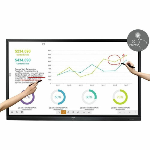AG Neovo 75 Inch 4K Interactive Flat Panel Display Infrared Touchscreen Cortex 3 GB 3840 IrDA LCD Mm IFP-7502