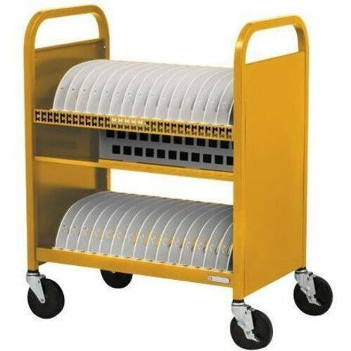 Bretford TVCT30AC-MUS TVCT30AC Transport Cart - 30-Device Charging Cart with 4 Locking 5" Casters - Steel - Mustard Yellow - 28. 7"W x 18"D x 37"H