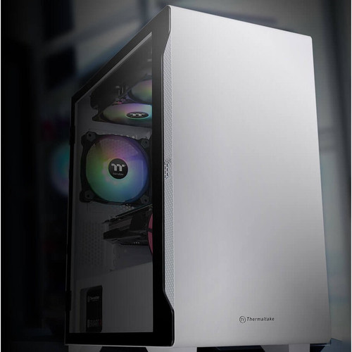 Thermaltake S100 Tempered Glass Snow Edition Micro Chassis - Micro Tower - White - SPCC, Tempered Glass, Steel, Metal - 4 x Bay - 0 - (CA-1Q9-00S6WN-00)