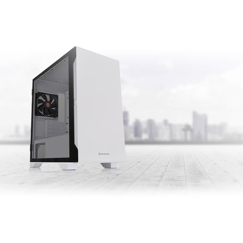 Thermaltake S100 Tempered Glass Snow Edition Micro Chassis - Micro Tower - White - SPCC, Tempered Glass, Steel, Metal - 4 x Bay - 0 - (CA-1Q9-00S6WN-00)