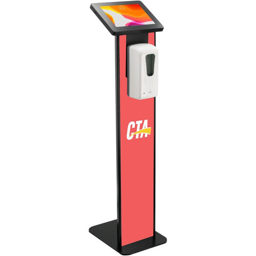 CTA Digital Premium Locking Floor Stand Kiosk with Graphic Card Slot and Automatic Soap Dispenser (Black) - Up to 10.5" (266.70 mm) - (Fleet Network)