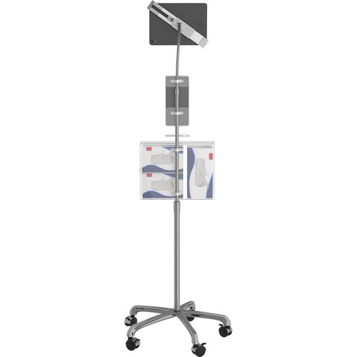 CTA Digital PAD-SHFSST Security Gooseneck Stand with Sanitizer Dispenser - Floor Stand for 7-13" Tablets - 58" Height Adjustable