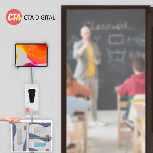 CTA Digital PAD-SHFSST Security Gooseneck Stand with Sanitizer Dispenser - Floor Stand for 7-13" Tablets - 58" Height Adjustable