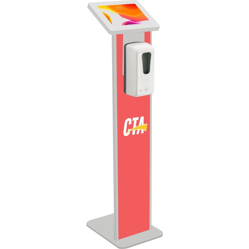CTA Digital Premium Locking Floor Stand Kiosk with Graphic Card Slot and Automatic Soap Dispenser (White) - Up to 10.5" (266.70 mm) - (Fleet Network)