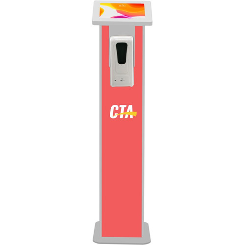 CTA Digital Premium Locking Floor Stand Kiosk with Graphic Card Slot and Automatic Soap Dispenser (White) - Up to 10.5" (266.70 mm) - (Fleet Network)