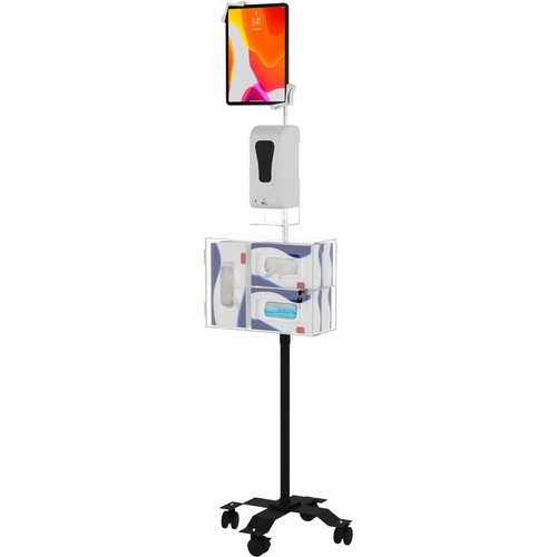 CTA Digital Compact Gooseneck Floor Stand for 7-13 Inch Tablets with Sanitizing Station & Automatic Soap Dispenser - Up to 13" (330.20 (Fleet Network)