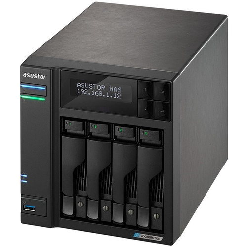 ASUSTOR Lockerstor 4 Desktop NAS Storage System Intel Celeron Quad-core 2 GHz Drive Bays Expandable SSD Cache Supported SAN/NAS Core HDD X AS6604T