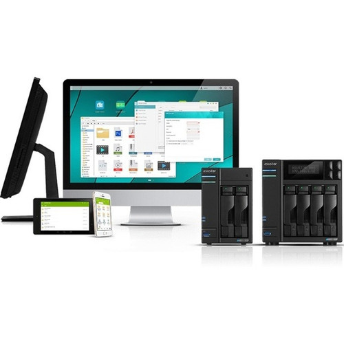 ASUSTOR Lockerstor 4 Desktop NAS Storage System Intel Celeron Quad-core 2 GHz Drive Bays Expandable SSD Cache Supported SAN/NAS Core HDD X AS6604T