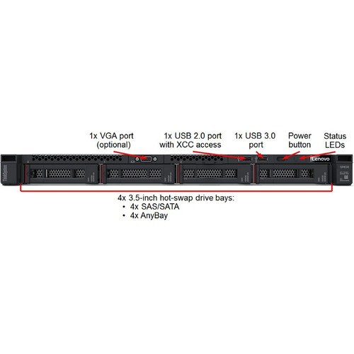 Lenovo ThinkSystem SR630 Rack Server Xeon Silver 4208 2.10 GHz 16 GB RAM Serial ATA 600 S SAS Controller ATA/600 7X02A0FANA