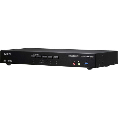 ATEN 4-Port USB 3.0 4K HDMI Dual Display KVMP Switch - 4 Computer(s) - 2 Local User(s) - 4096 x 2160 - 1 x Network (RJ-45) - 8 x USB - (Fleet Network)
