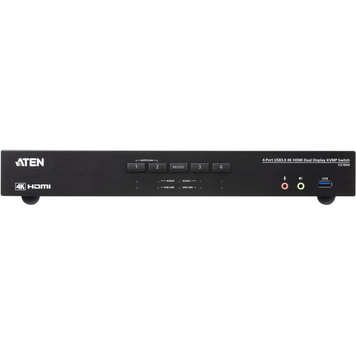 ATEN 4-Port USB 3.0 4K HDMI Dual Display KVMP Switch - 4 Computer(s) - 2 Local User(s) - 4096 x 2160 - 1 x Network (RJ-45) - 8 x USB - (Fleet Network)