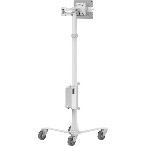 Compulocks Universal Rolling Stand with Articulating Arm - Up to 13" (330.20 mm) Screen Support - Freestanding - Powder Coated - White (Fleet Network)